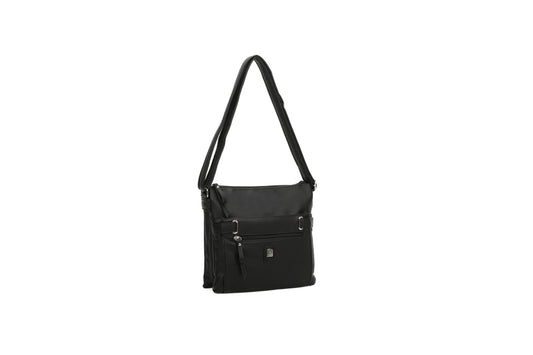 GESSY PU LEATHER HANDBAG IN BLACK