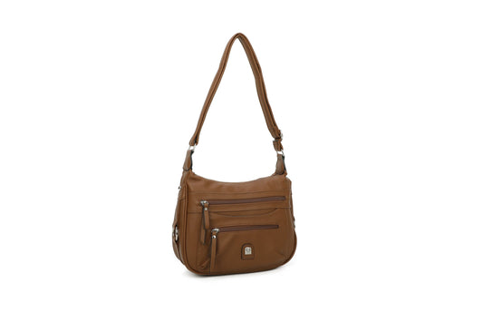 GESSY ZIP CROSSBODY BAG IN BROWN