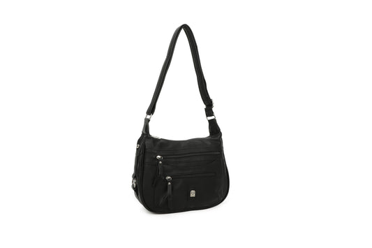 GESSY ZIP CROSSBODY BAG IN BLACK