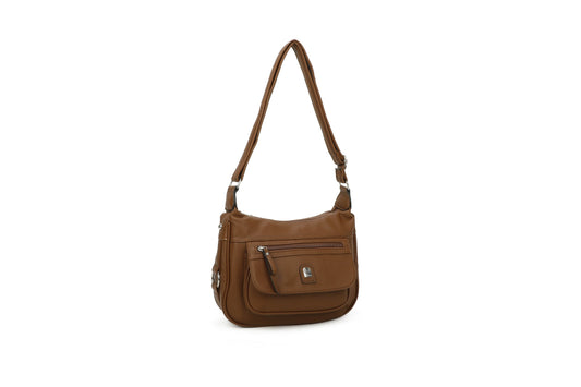 GESSY PU LEATHER CROSSBODY BAG IN BROWN