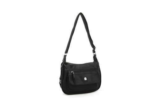 GESSY PU LEATHER CROSSBODY BAG IN BLACK