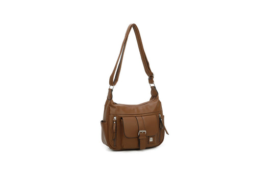 GESSY LARGE CAPACITY PU HANDBAG IN BROWN