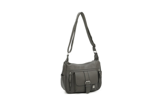 GESSY LARGE CAPACITY PU HANDBAG IN GREY