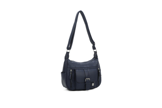 GESSY LARGE CAPACITY PU HANDBAG IN BLUE