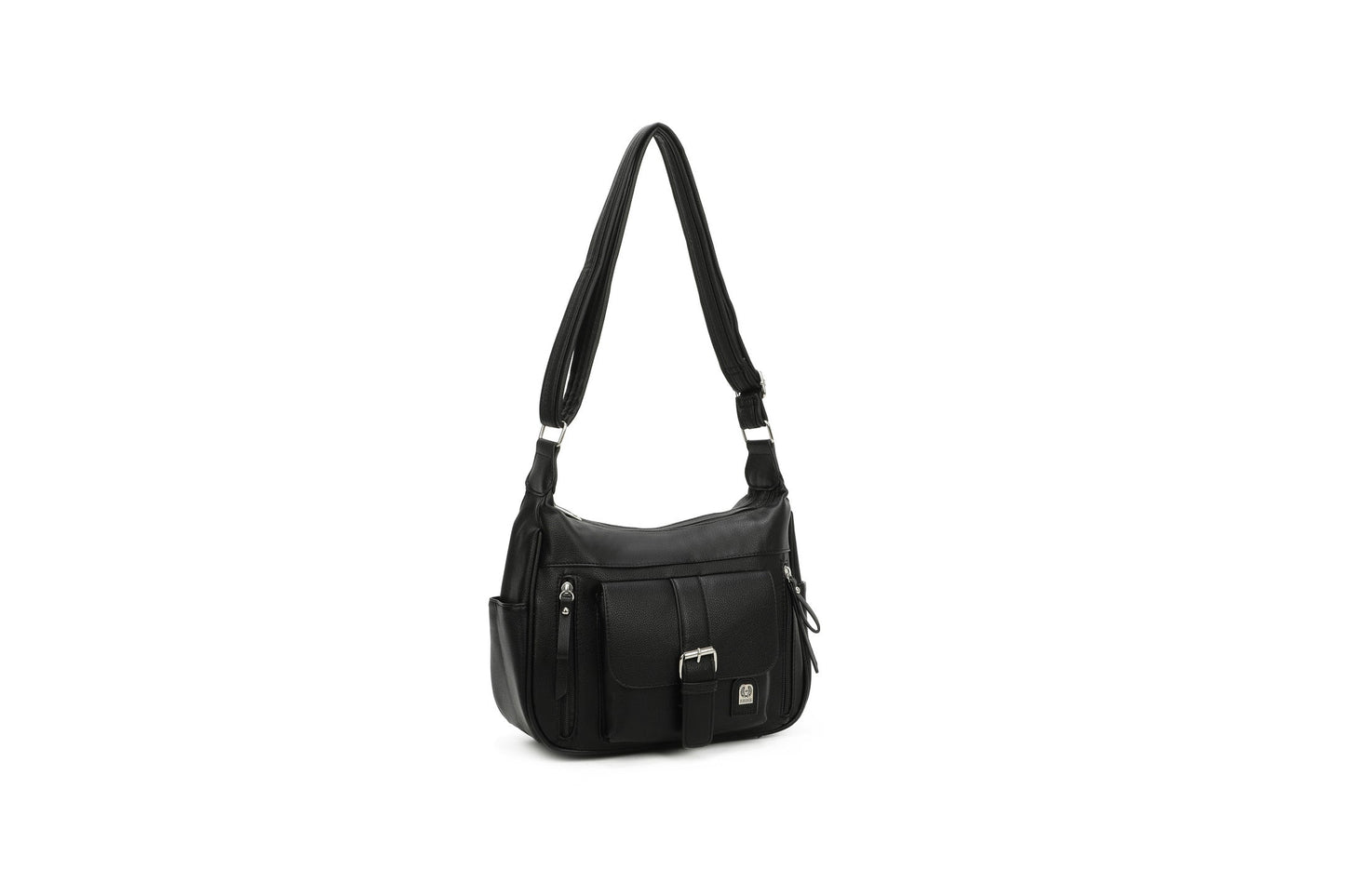 GESSY LARGE CAPACITY PU HANDBAG IN BLACK