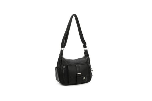 GESSY LARGE CAPACITY PU HANDBAG IN BLACK