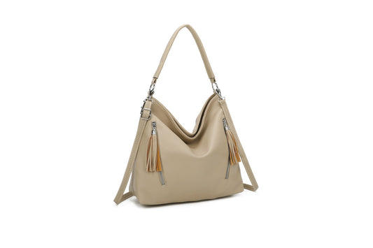 GESSY DOUBLE SIDE ZIP STYLISH HANDBAG IN APRICOT