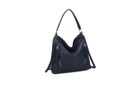 GESSY DOUBLE SIDE ZIP STYLISH HANDBAG IN BLUE