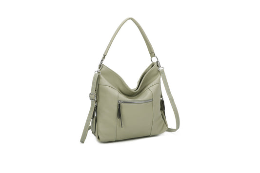 GESSY FRONT ZIP STYLISH HANDBAG IN GREEN
