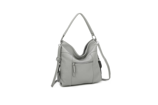 GESSY FRONT ZIP STYLISH HANDBAG IN GREY