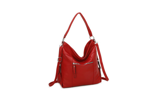 GESSY FRONT ZIP STYLISH HANDBAG IN RED