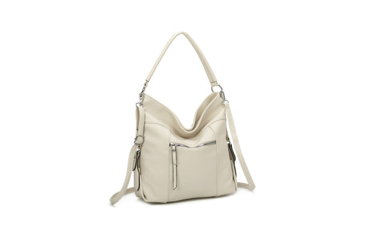 GESSY FRONT ZIP STYLISH HANDBAG IN BEIGE