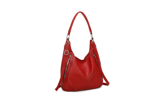 GESSY DOUBLE SIDE ZIP HANDBAG IN RED
