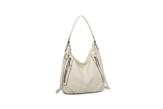 GESSY DOUBLE SIDE ZIP HANDBAG IN BEIGE