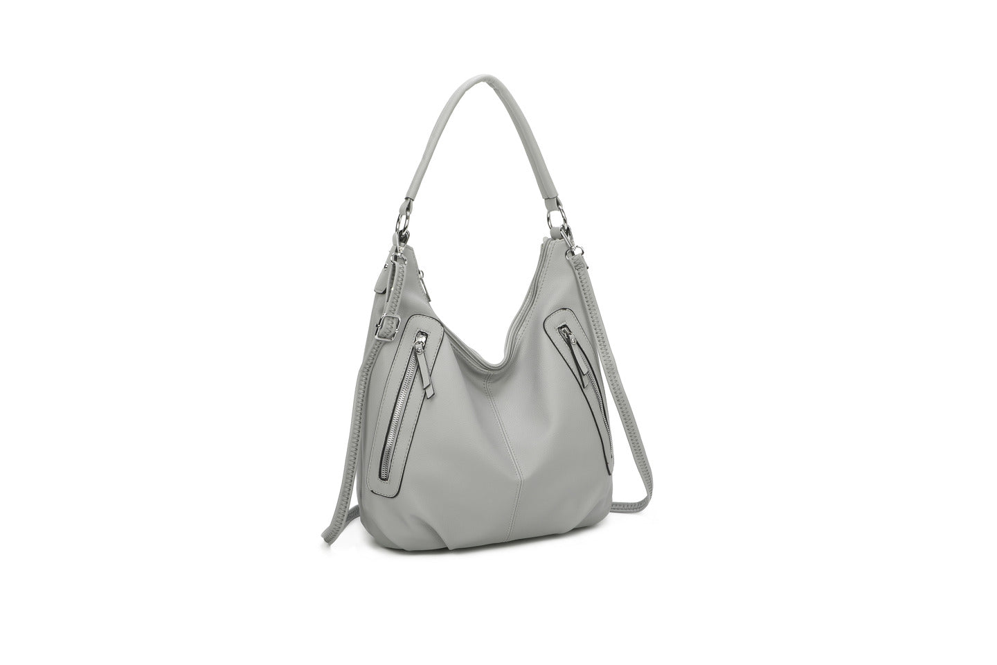 GESSY DOUBLE SIDE ZIP HANDBAG IN GREY