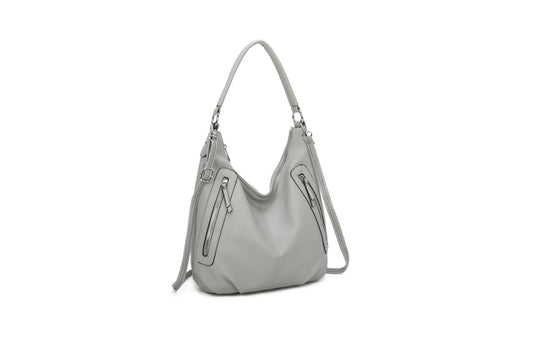 GESSY DOUBLE SIDE ZIP HANDBAG IN GREY