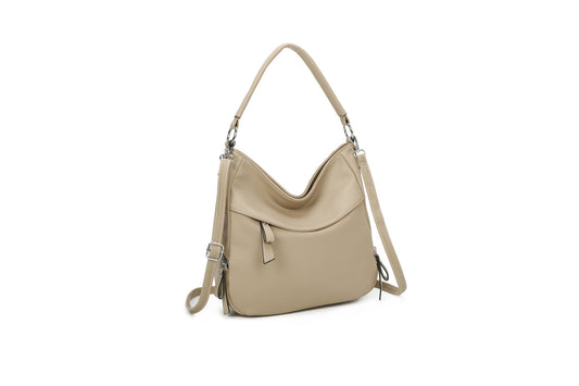 GESSY OPTIONAL SINGLE STRAP FRONT ZIP HANDBAG IN APRICOT