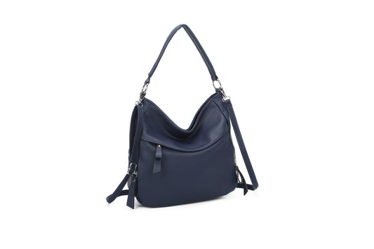 GESSY OPTIONAL SINGLE STRAP FRONT ZIP HANDBAG IN BLUE