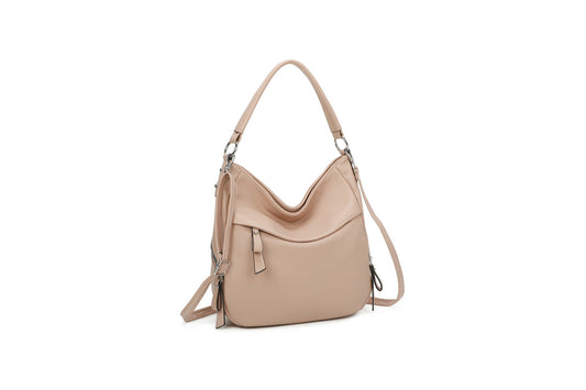 GESSY OPTIONAL SINGLE STRAP FRONT ZIP HANDBAG IN PINK