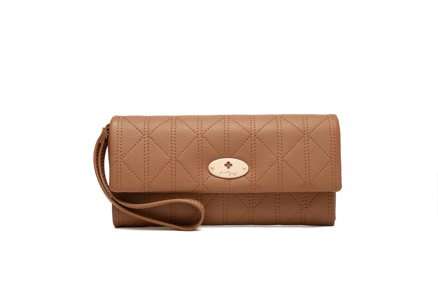 GESSY MESH PATTERNED FLAP PURSE IN COFFEE