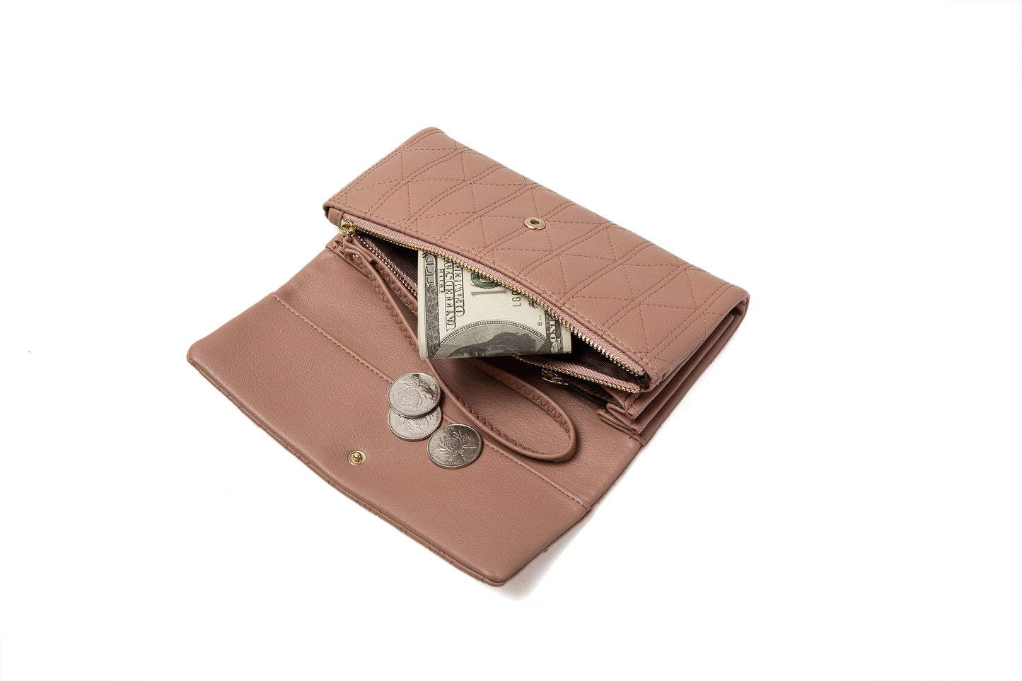 GESSY MESH PATTERNED FLAP PURSE IN COFFEE