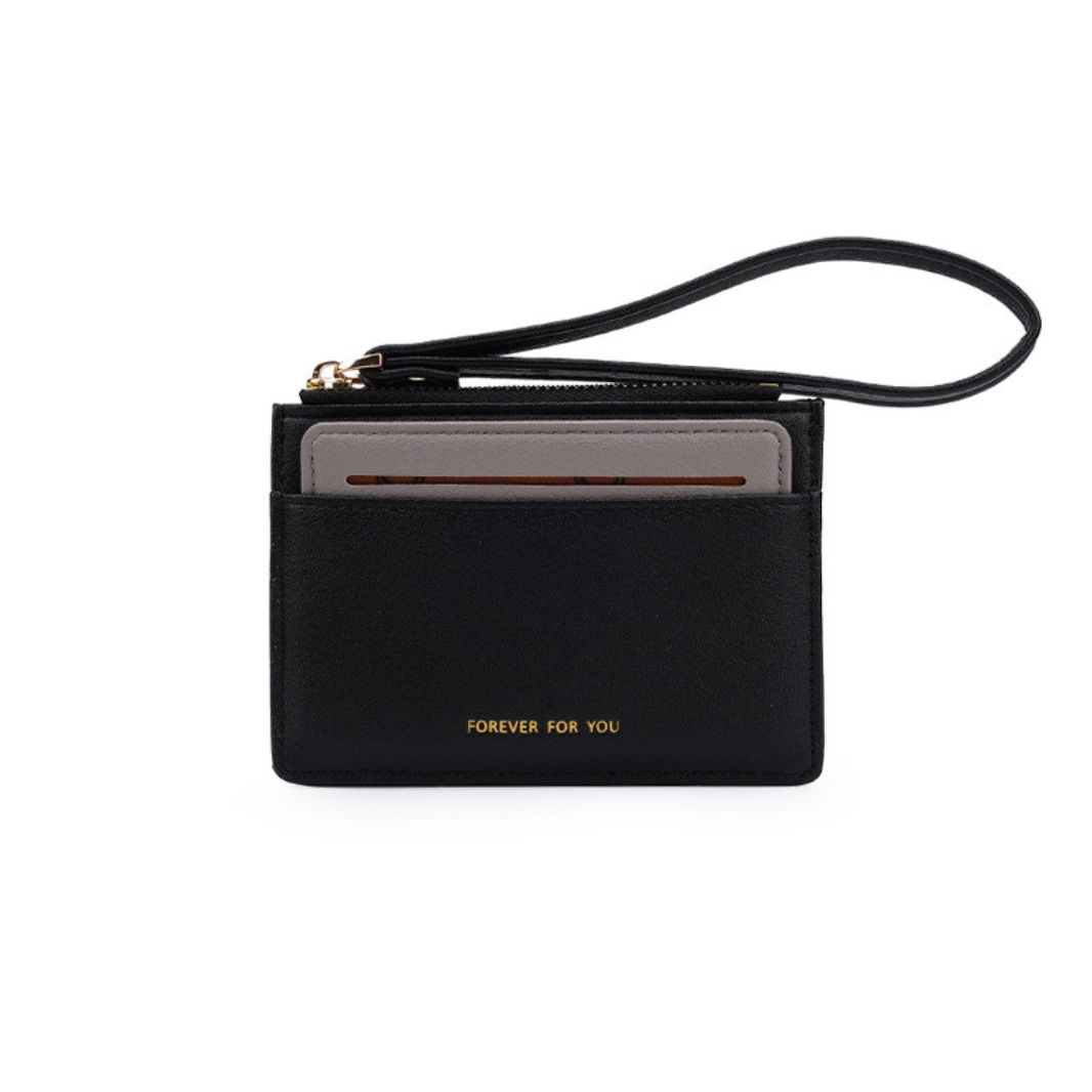 GESSY MULTI-LAYER CARD HOLDER WITH LANYARD IN BLACK