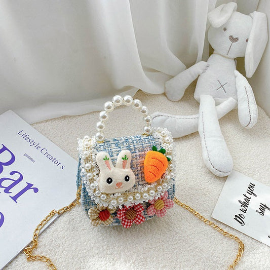 GESSY BUNNY AND CARROTS KID HANDBAGS WITH PEARL HANDLE