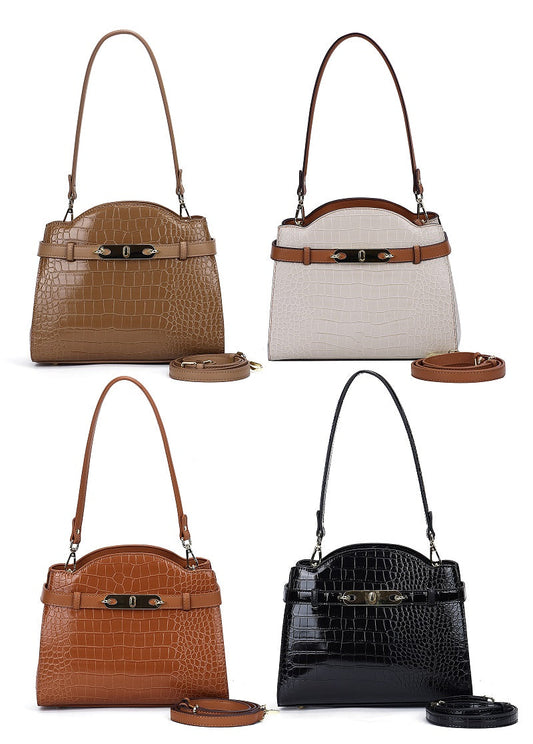 GESSY CROCODILE PATTERNED FAUX LEATHER HANDBAG