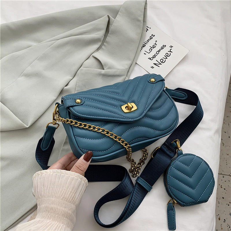 GESSY QUILTED FAUX LEATHER CROSSBODY BAG WITH COIN PURSE IN BLUE