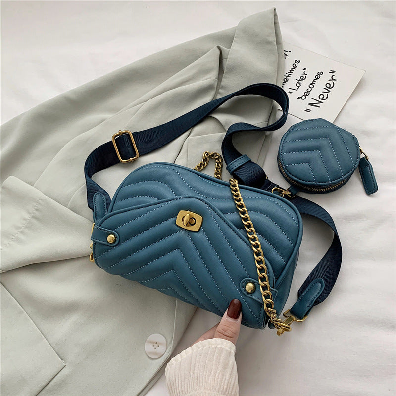 GESSY QUILTED FAUX LEATHER CROSSBODY BAG WITH COIN PURSE IN BLUE