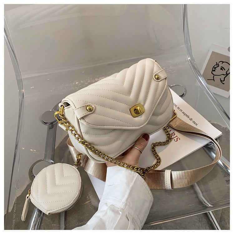 GESSY QUILTED FAUX LEATHER CROSSBODY BAG WITH COIN PURSE IN WHITE