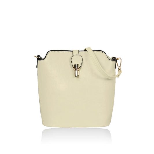 GESSY SLEEK VEGAN LEATHER LOOP LOCKER HANDBAG IN CREAM