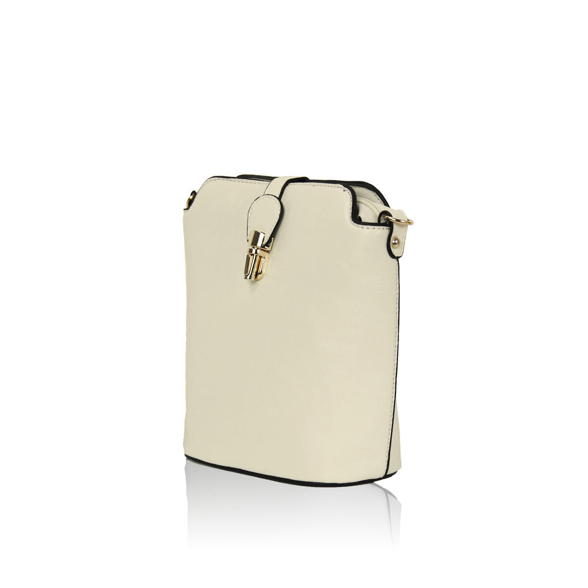 GESSY SLEEK VEGAN LEATHER LOOP LOCKER HANDBAG IN CREAM