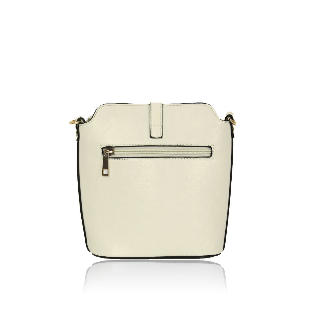 GESSY SLEEK VEGAN LEATHER LOOP LOCKER HANDBAG IN CREAM