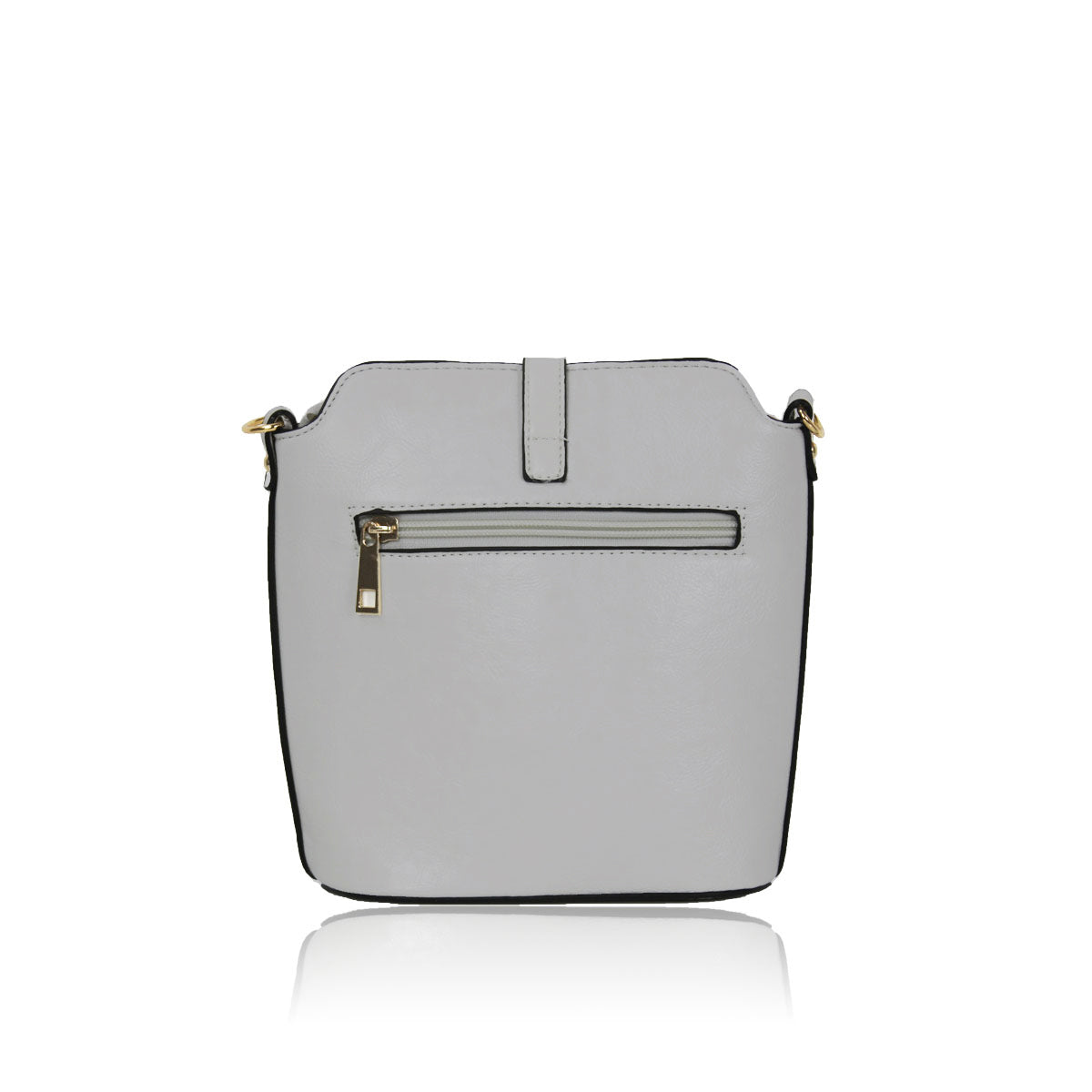 GESSY SLEEK VEGAN LEATHER LOOP LOCKER HANDBAG IN LIGHT GREY