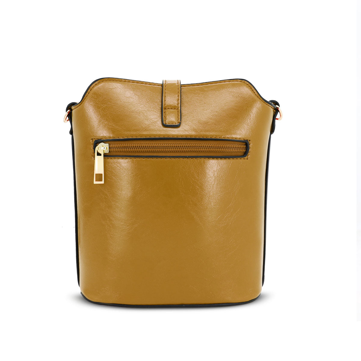 GESSY SLEEK VEGAN LEATHER LOOP LOCKER HANDBAG IN MUSTARD HANDBAG