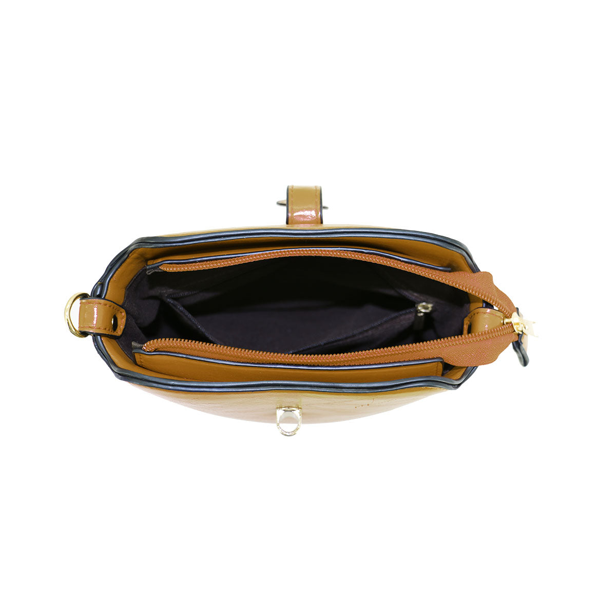 GESSY SLEEK VEGAN LEATHER LOOP LOCKER HANDBAG IN MUSTARD HANDBAG