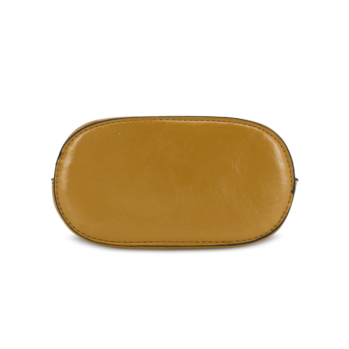 GESSY SLEEK VEGAN LEATHER LOOP LOCKER HANDBAG IN MUSTARD HANDBAG
