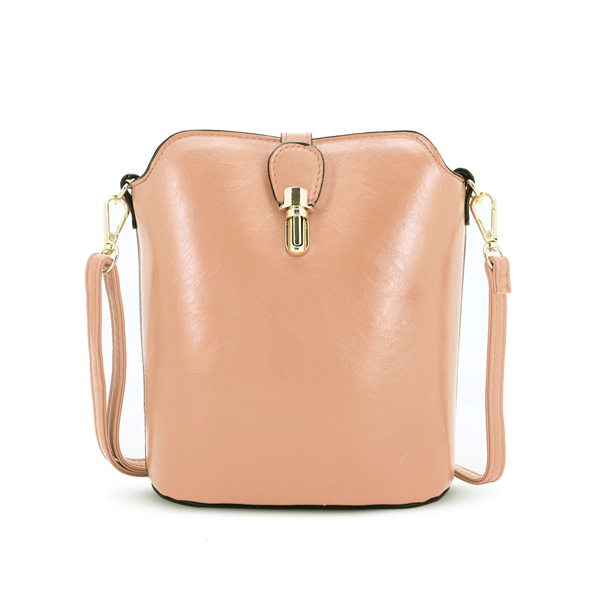GESSY SLEEK VEGAN LEATHER LOOP LOCKER HANDBAG IN PINK
