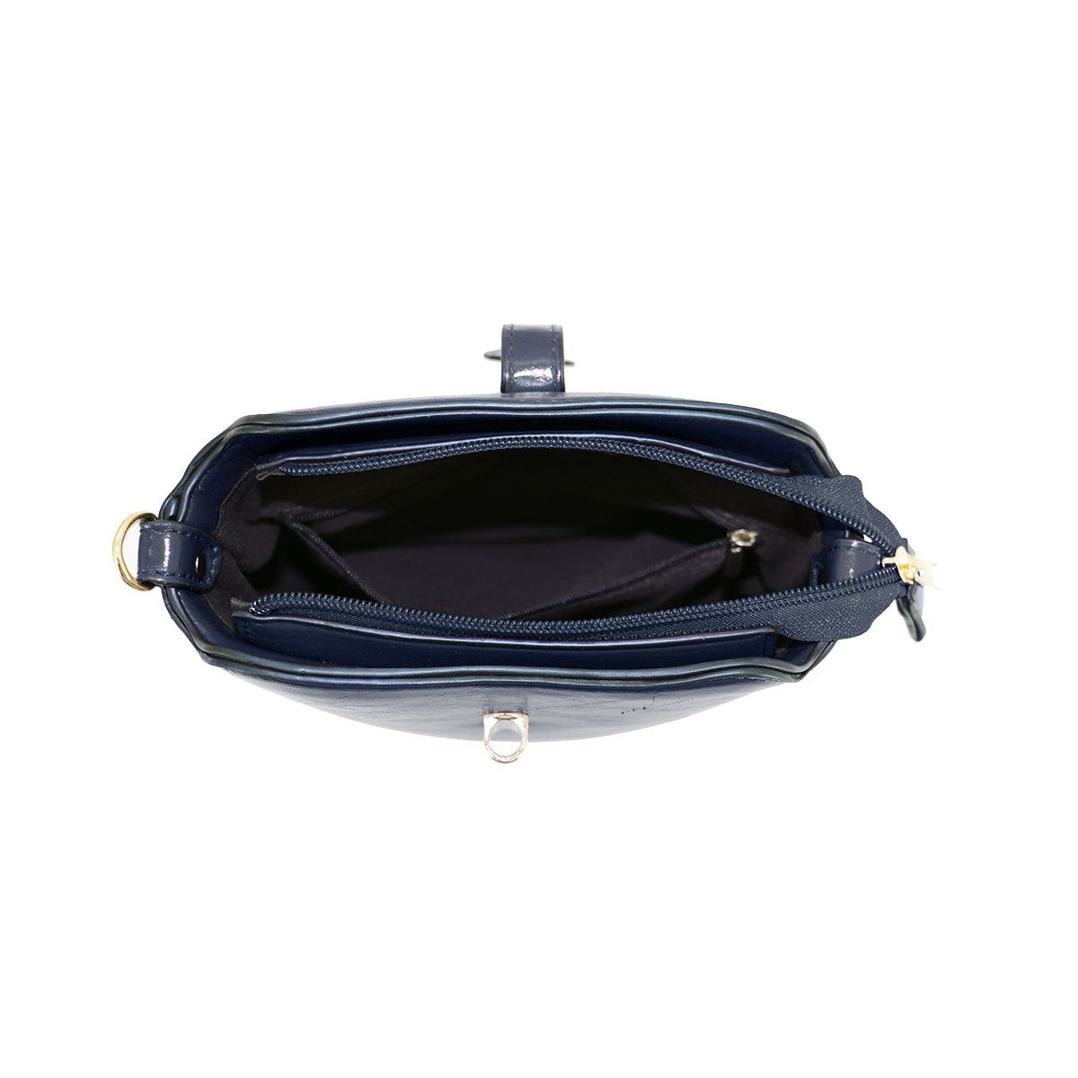 GESSY SLEEK VEGAN LEATHER LOOP LOCKER HANDBAG IN NAVY