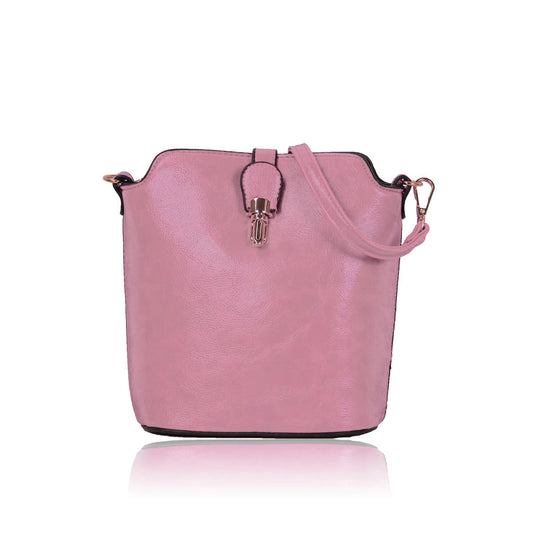 GESSY SLEEK VEGAN LEATHER LOOP LOCKER HANDBAG IN DUSTY PINK