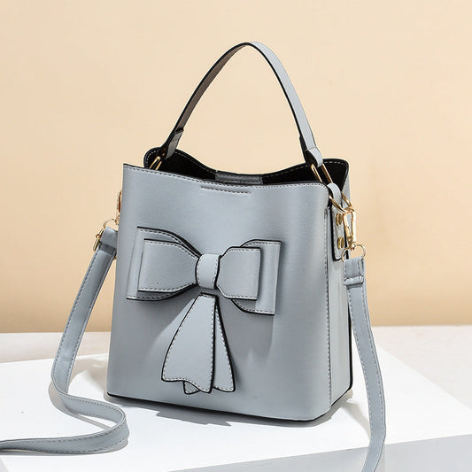 GESSY TOTE HANDBAG BOW TIE BAG OPTIONAL SHOULDER STRAP IN GREY
