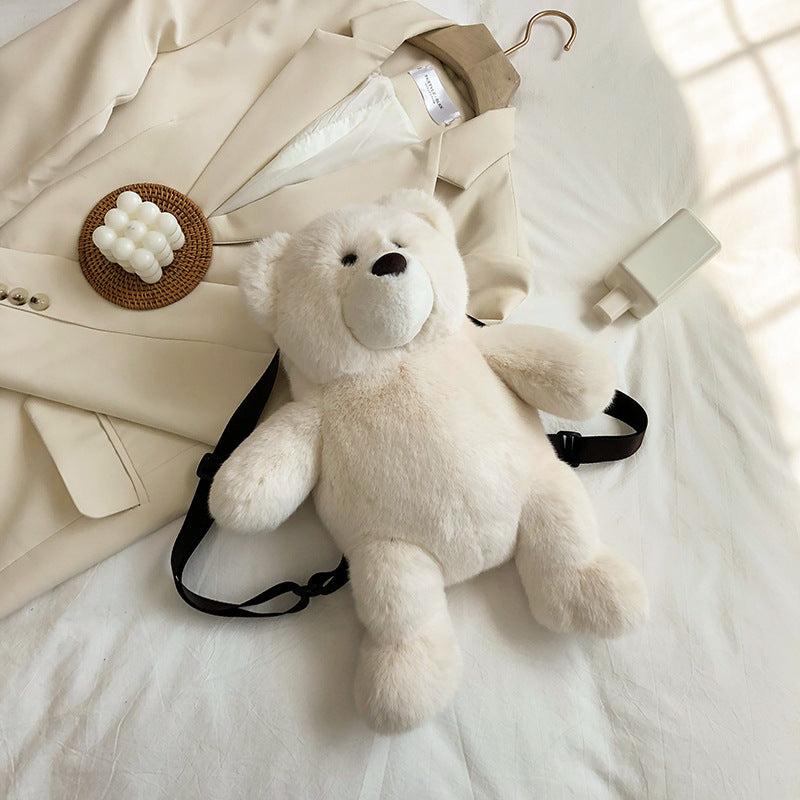 GESSY KID BACKPACK BEAR DOLL IN WHITE