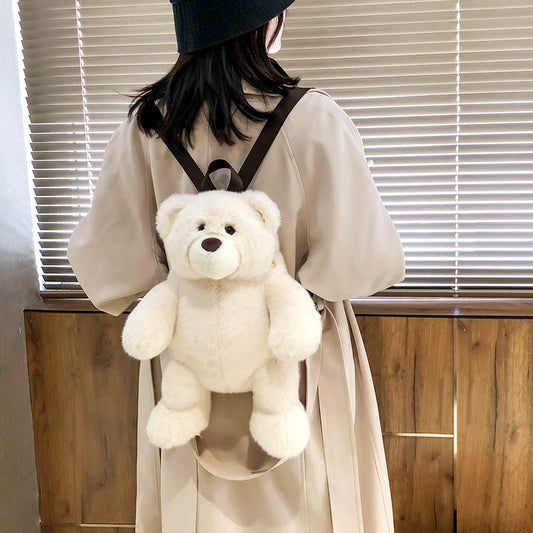 GESSY KID BACKPACK BEAR DOLL IN WHITE