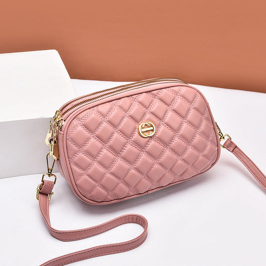 GESSY QUILTED DIAMOND SHAPE CROSSBODY BAG IN PINK