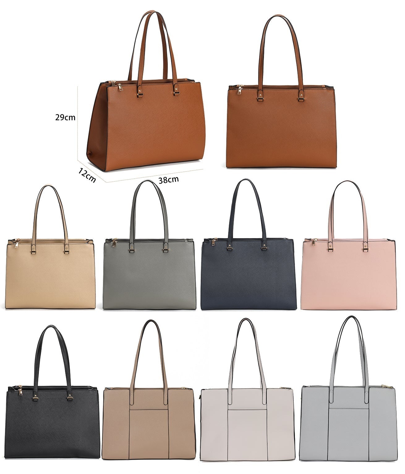 GESSY BUSINESS LARGE CAPACITY LAPTOP SOLID COLOR HANDBAG