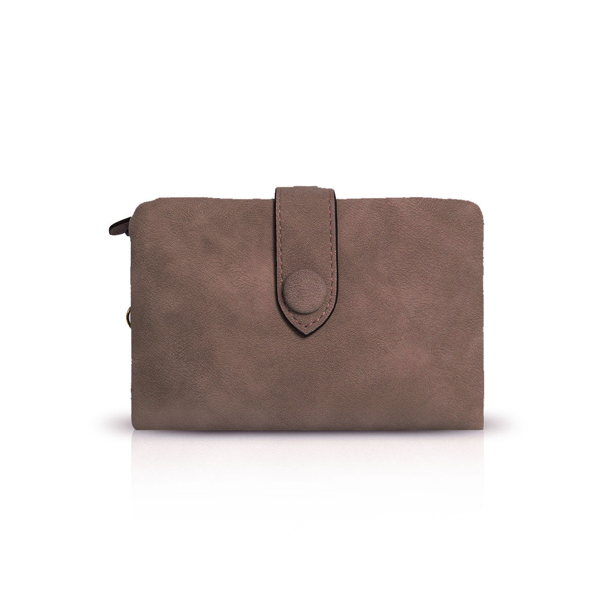 GESSY ZIP LOCKED SOLID COLOR PURSE IN COFFEE