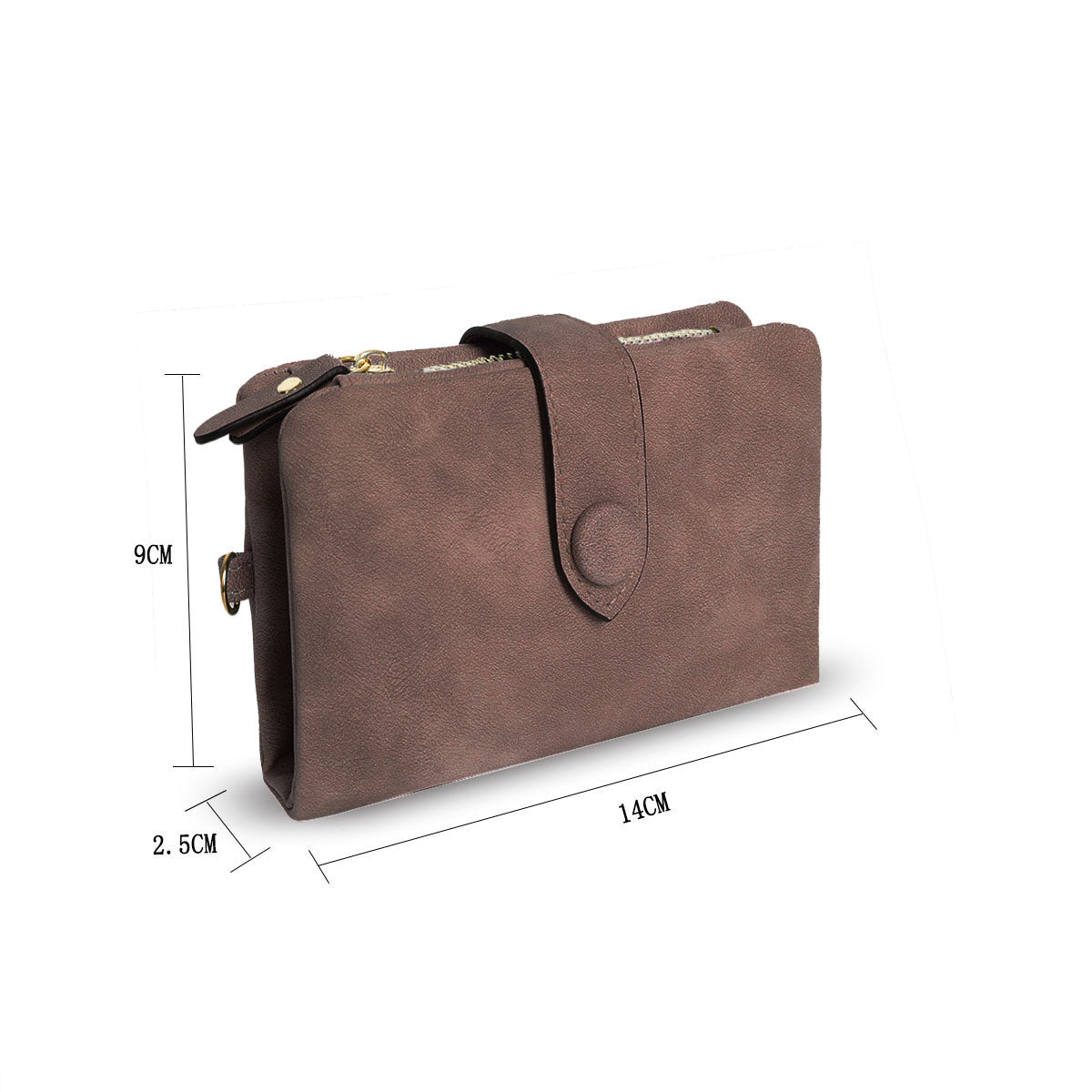 GESSY ZIP LOCKED SOLID COLOR PURSE IN COFFEE