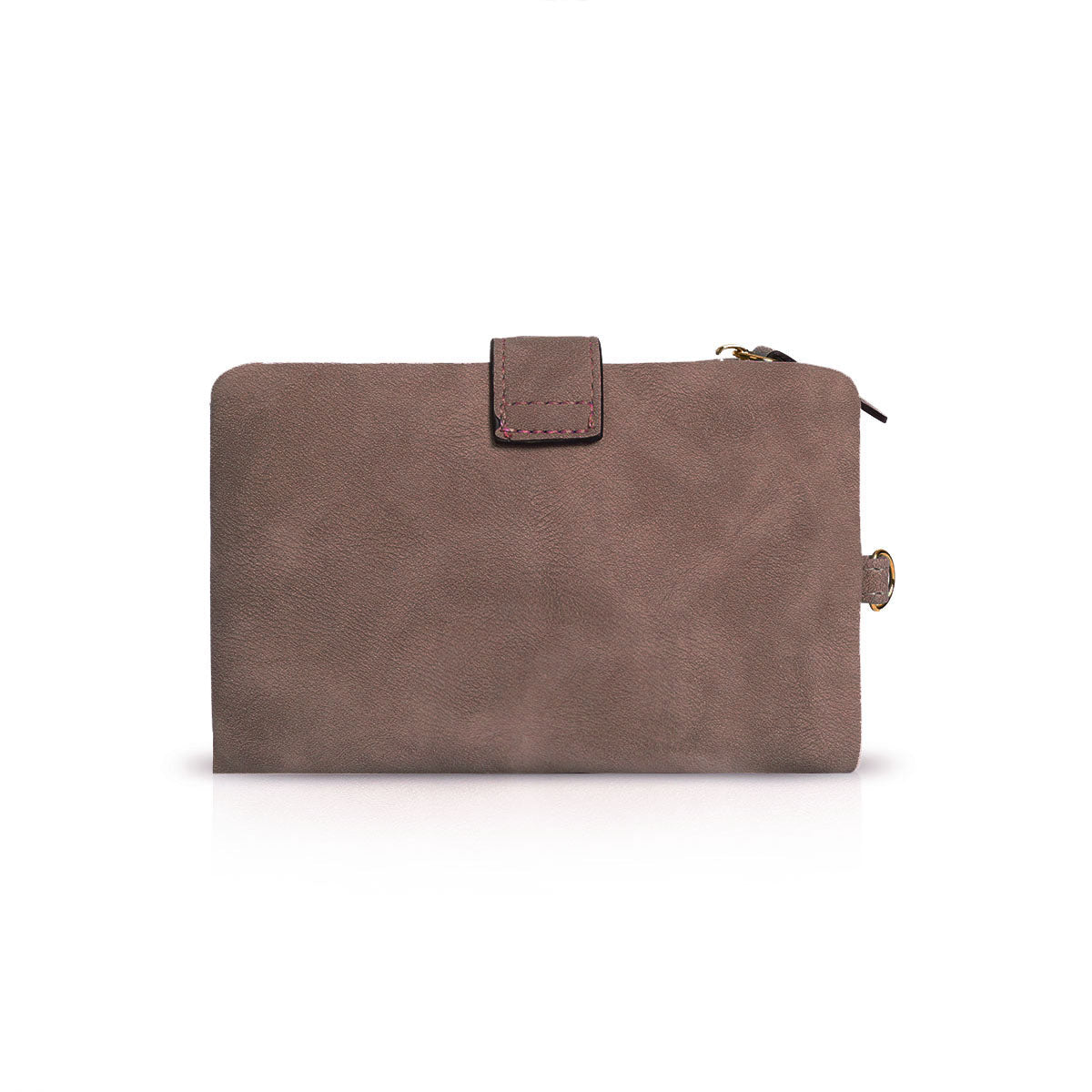 GESSY ZIP LOCKED SOLID COLOR PURSE IN COFFEE