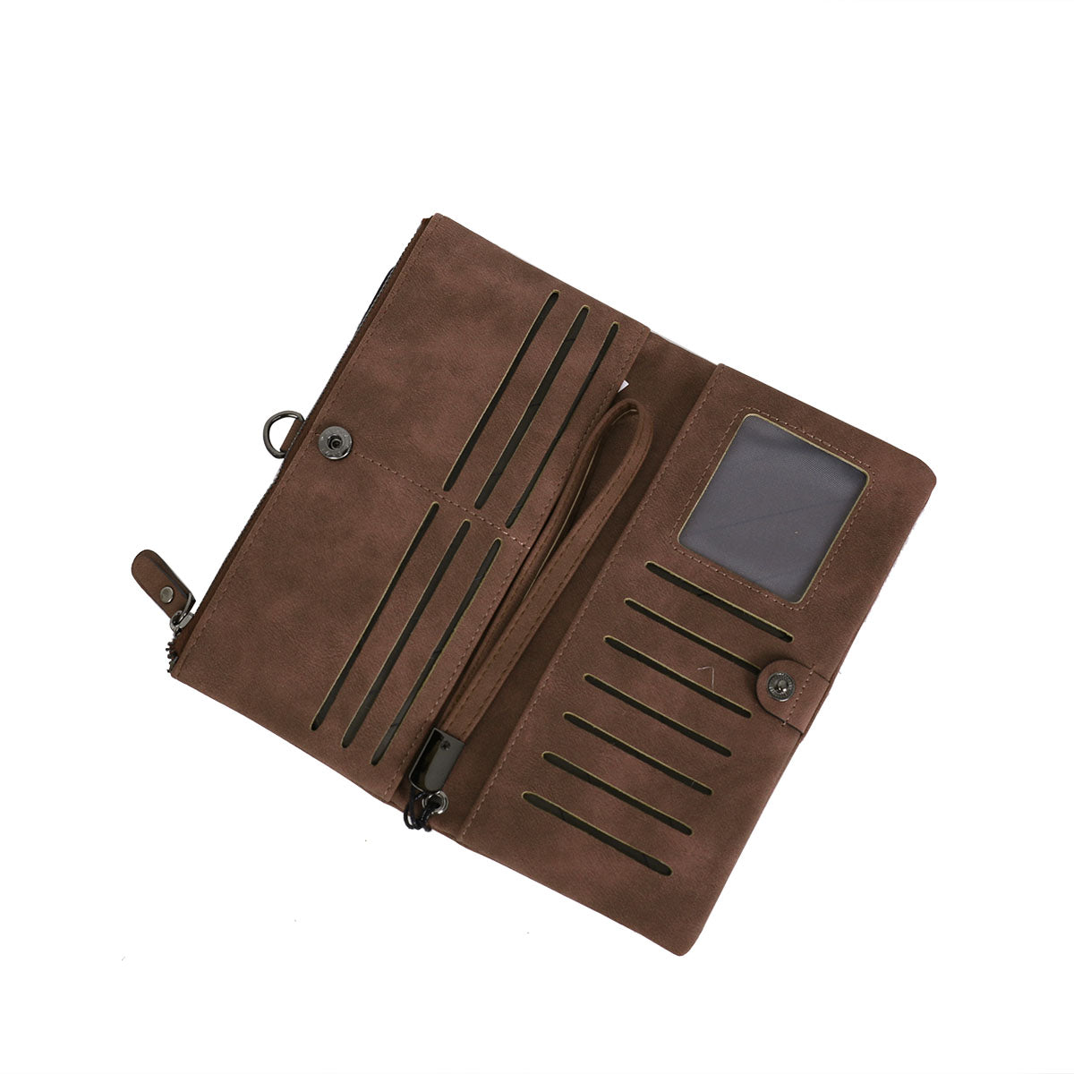 GESSY LONG PURSE IN COFFEE WITH LANYARD